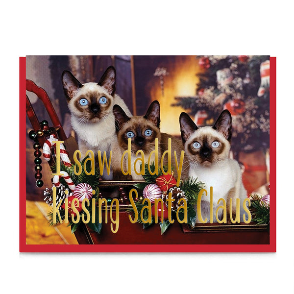 Daddy Kissing Santa Claus Card